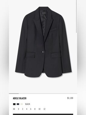 Nili Lotan Adele Black Single-Button  Blazer size zero